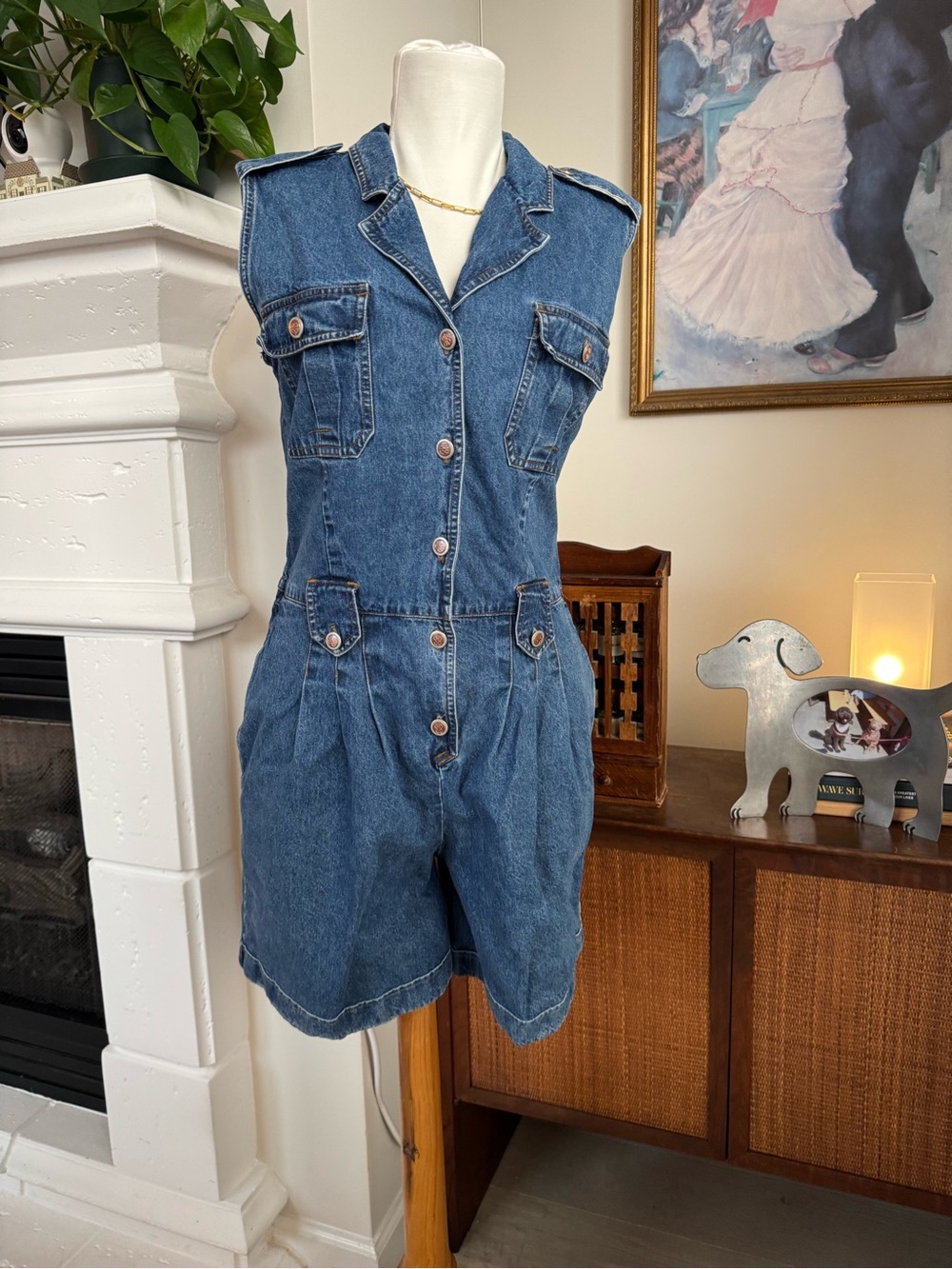 Vintage 90’s Bill Blass Denim Button Down Romper